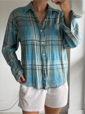 MNML Blue Plaid Cotton Button Shirt